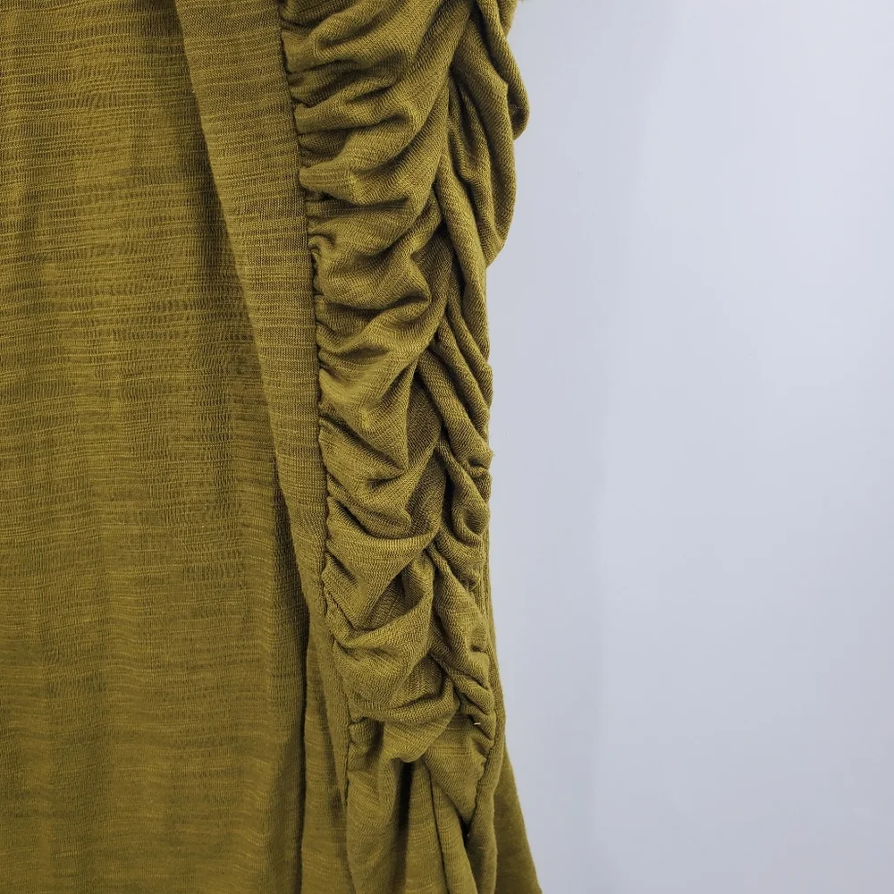 Free People Olive Green Long Sleeve Ruched-Sleeve Tee - Picture 4 of 5